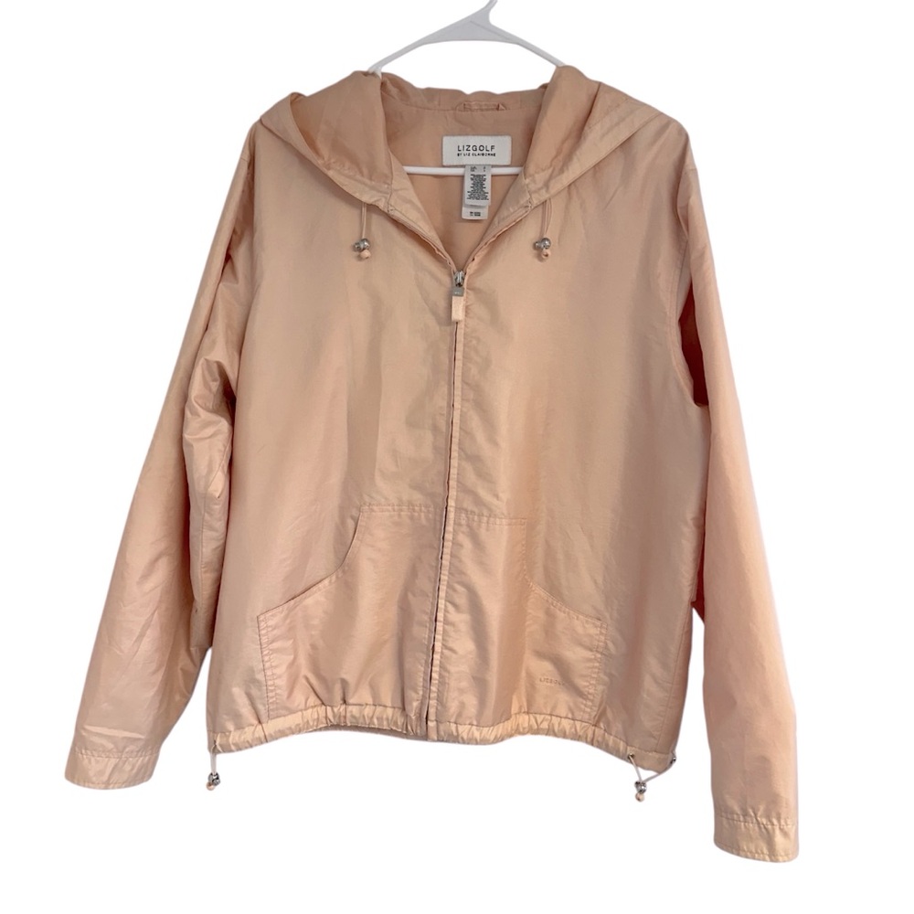 Liz Claiborne golf powder‎ pink Utility Jacket with Hood and Zipper